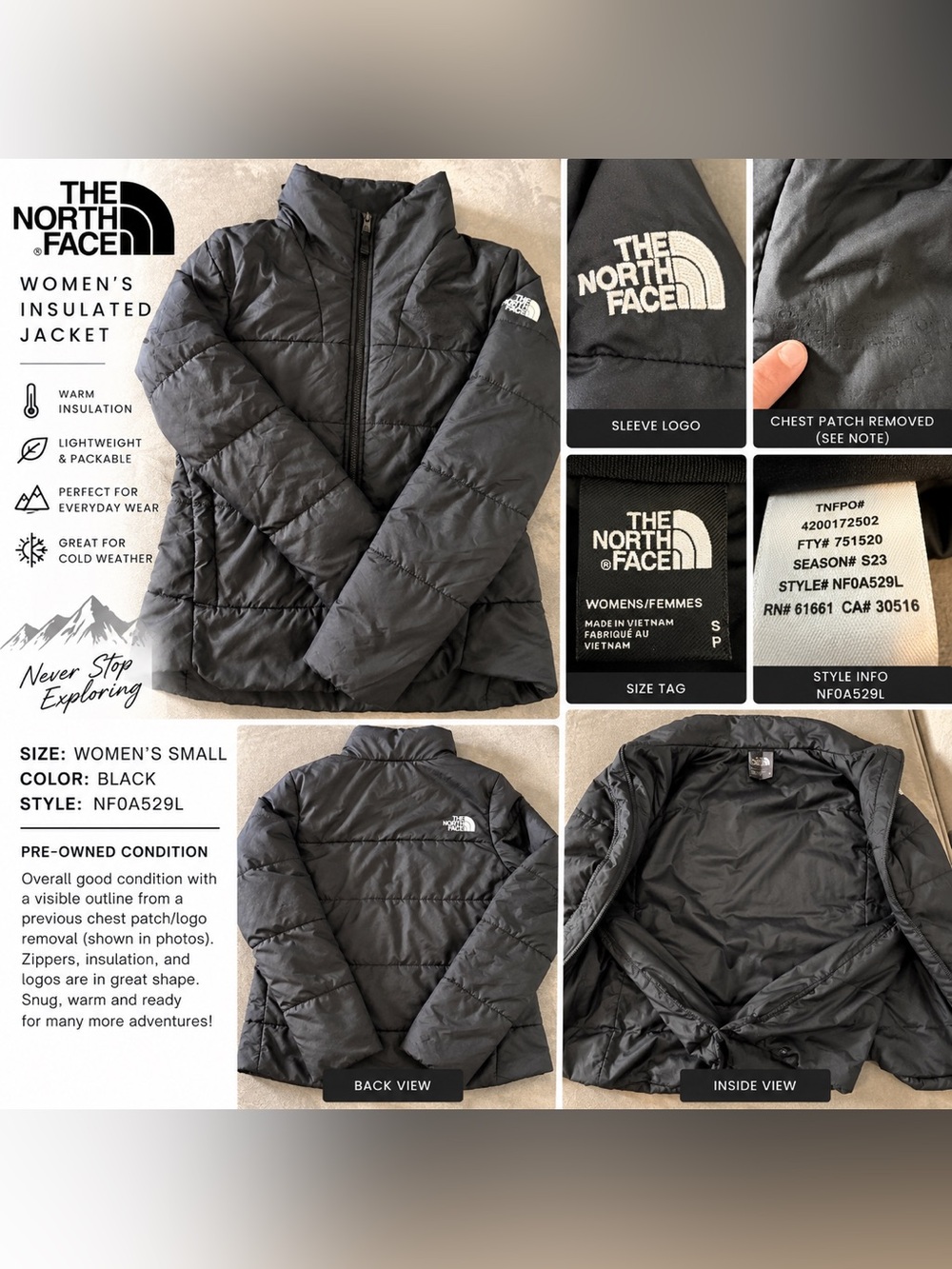 The North Face Women's Black Quilted Insulated Puffer Jacket